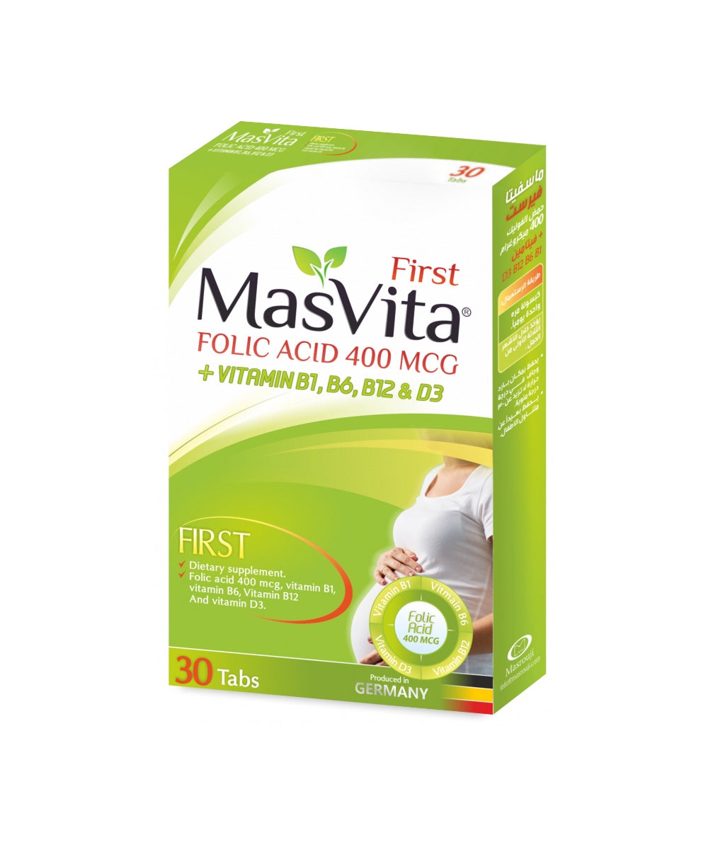 Masvita First Folic Acid 400 Mcg + Vitamins B1, B6, B12 And D3
