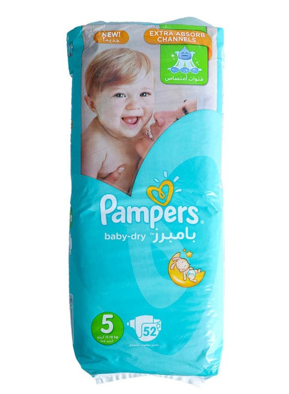 Pampers Baby Dry Diapers, Size 5, Junior, 11-18 Kg, Jumbo Pack, 52 Count