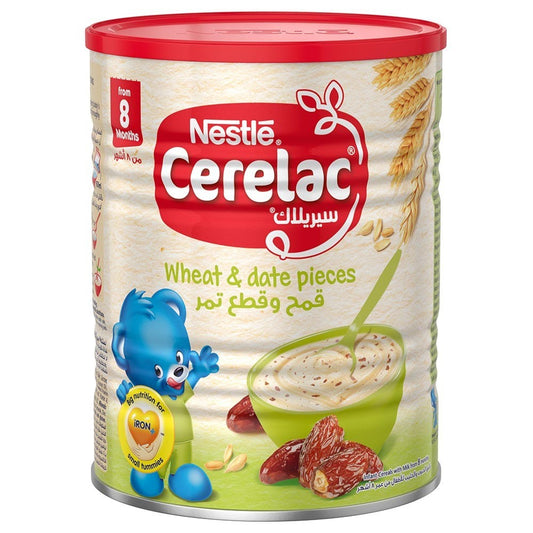 Nestle Cerelac From 8 Months, Wheat And Date Pieces Infant Cereal Tin 400G