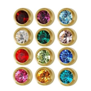 Caflon Ear Piercing Bezel Earrings Studs 4mm Assorted Colors