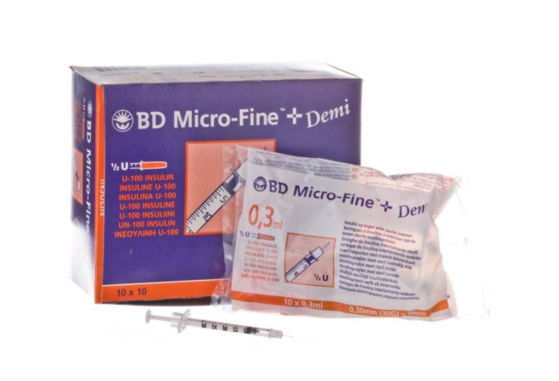 BD Micro-Fine + Demi Insulin Syringe With 30g X 8mm Needle – Pack Of 100