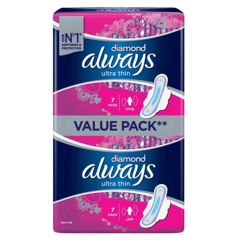 Always Diamond Ultra Thin Sanitary Pad Value Pack Long Pads X Pack Of 14