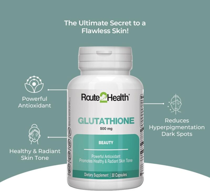 Route 2 Health Glutathione – 30 Capsules for Skin Glow & Immunity - Image 2